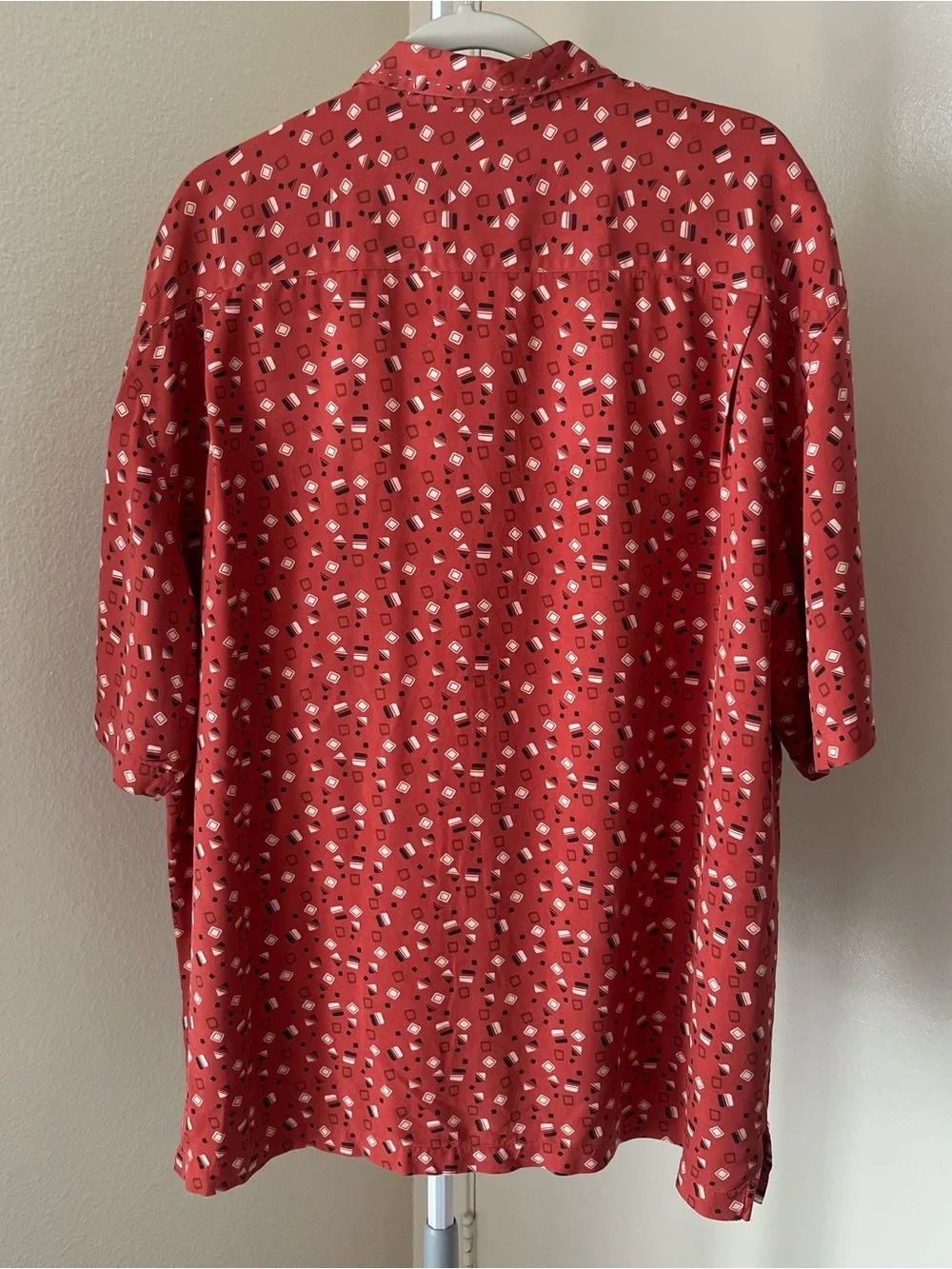 Nat Nast Luxury Originals 100% Silk Short-Sleeve Printed Button-Down Shirt XL